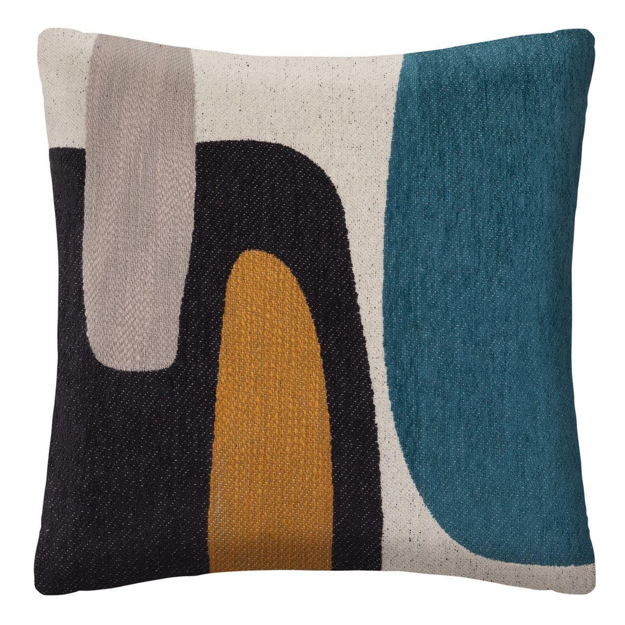 Voir la diapositive 1 : ATMOSPHERA Coussin déco jacquard  patch ii  50x50cm multicolore