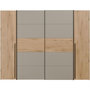 Voir la diapositive 3 : MARKET24 Armoire de chambre - NARAGO - Décor Chene et Taupe - 2 portes coulissantes + 2 portes battantes - L270 x P61 x H210 cm