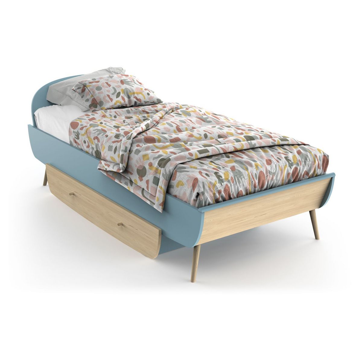 Lit enfant 90X200 cm bleu LINIA 