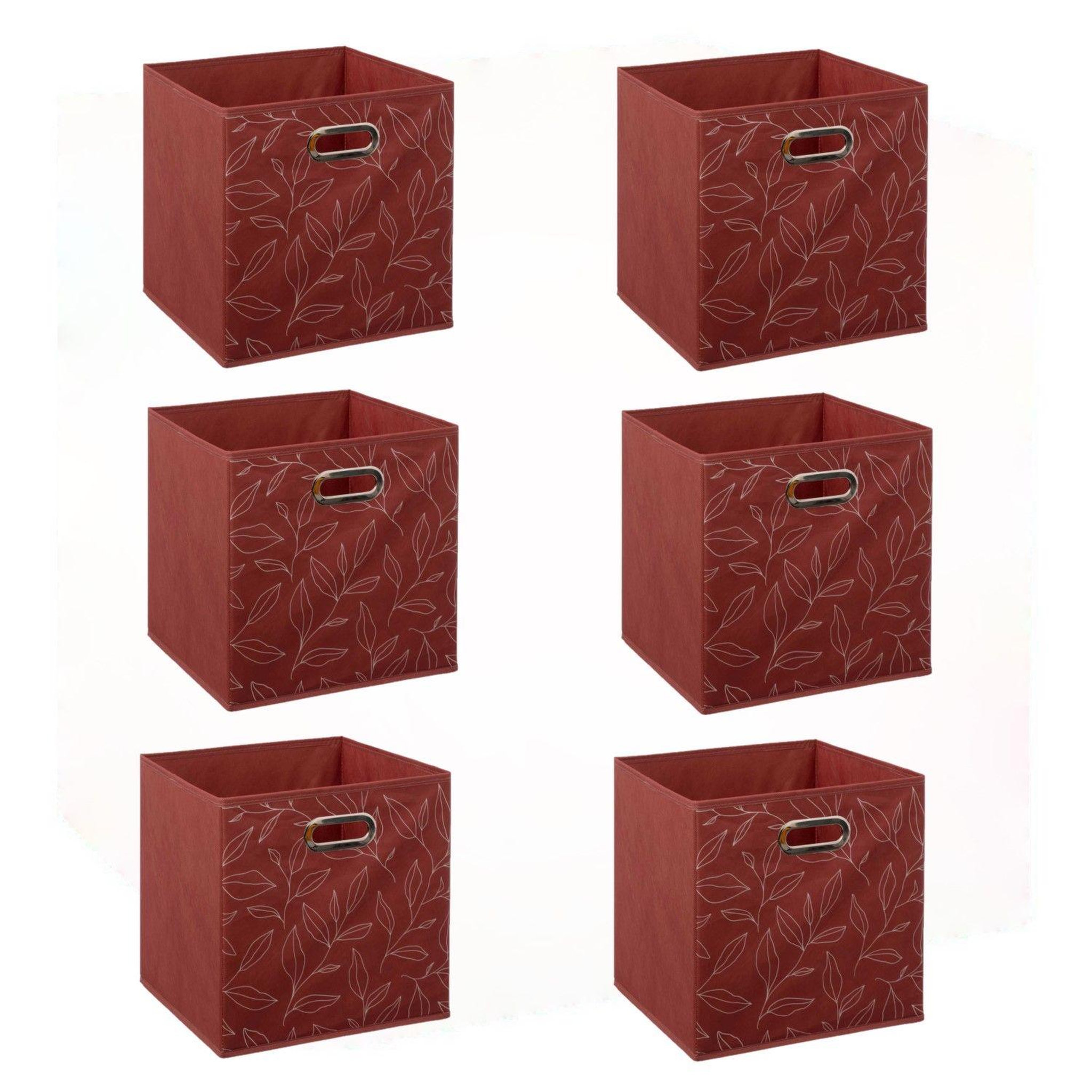 TOILINUX Lot de 6 boites de rangement en tissu minimalist - 31x31x31cm - rouge