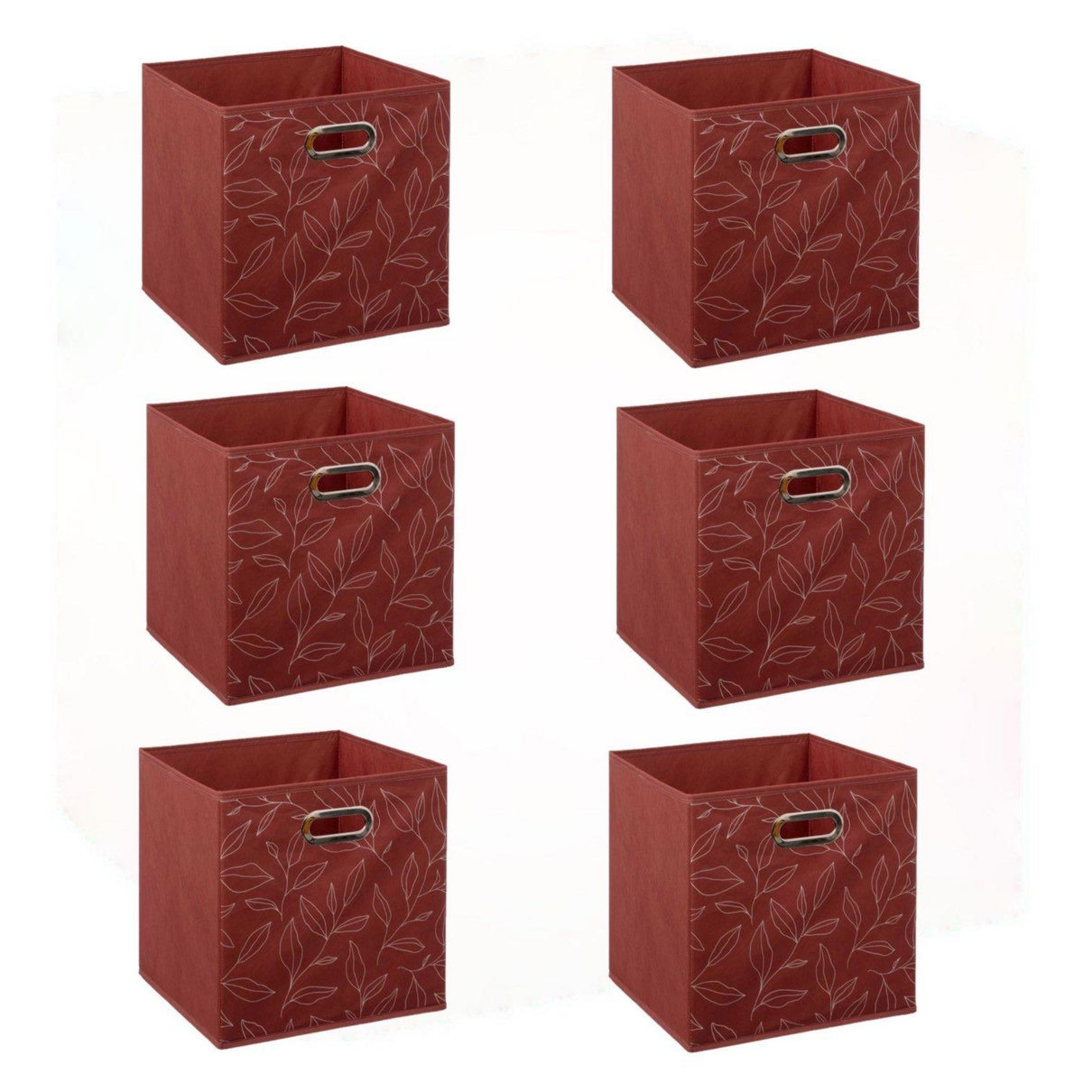 FIVE Lot de 6 boites de rangement en tissu Minimalist - 31x31x31cm - Rouge