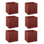 FIVE Lot de 6 boites de rangement en tissu Minimalist - 31x31x31cm - Rouge
