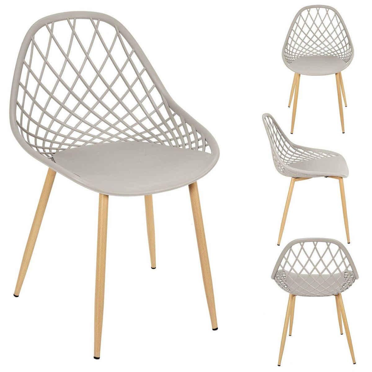 TOILINUX Lot de 4 chaises d'extérieur Malaga en polypropylène