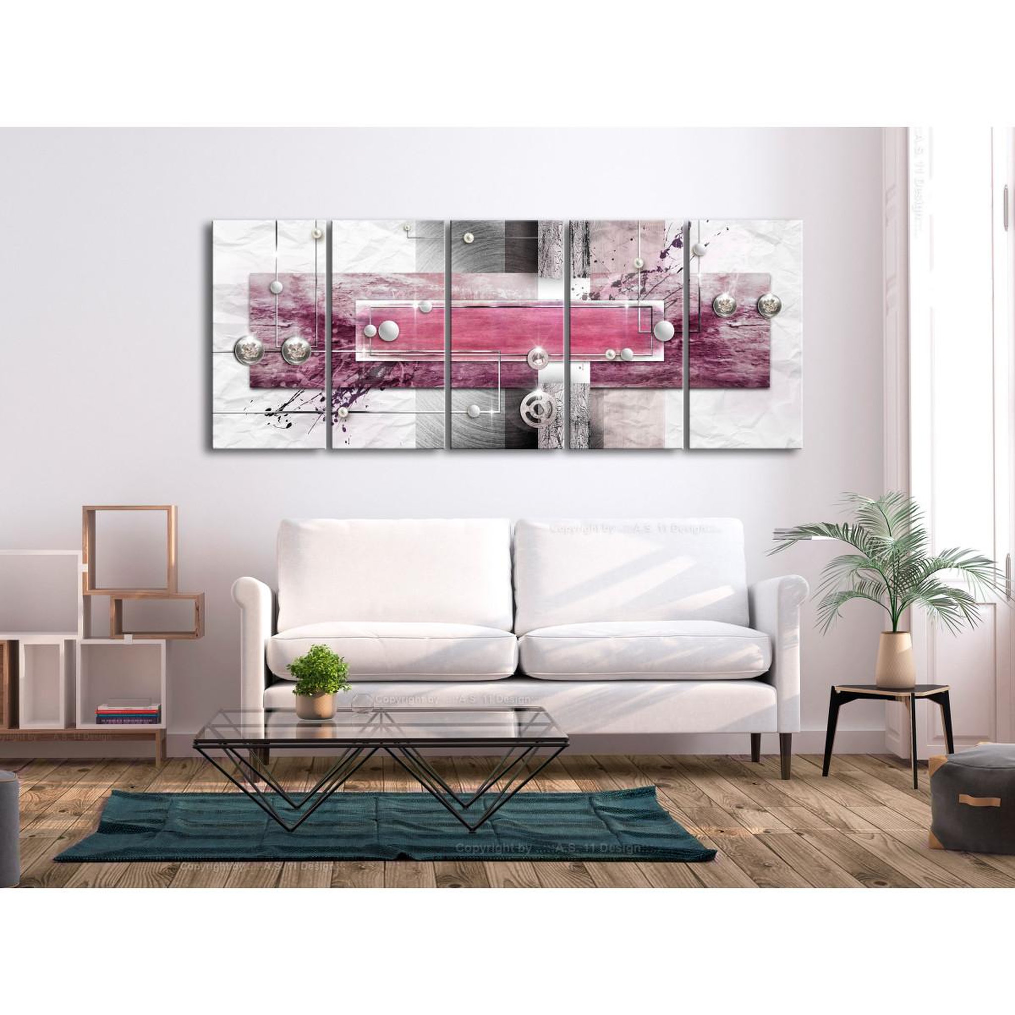 Voir la diapositive 2 : Paris Prix Tableau 5 panneaux  mysterious mechanism narrow pink