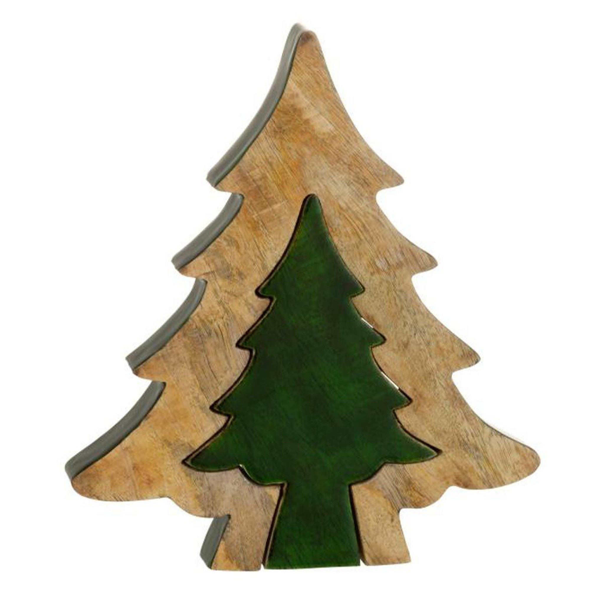 J-LINE Sapin de noël à poser  puzzle  30cm vert & naturel