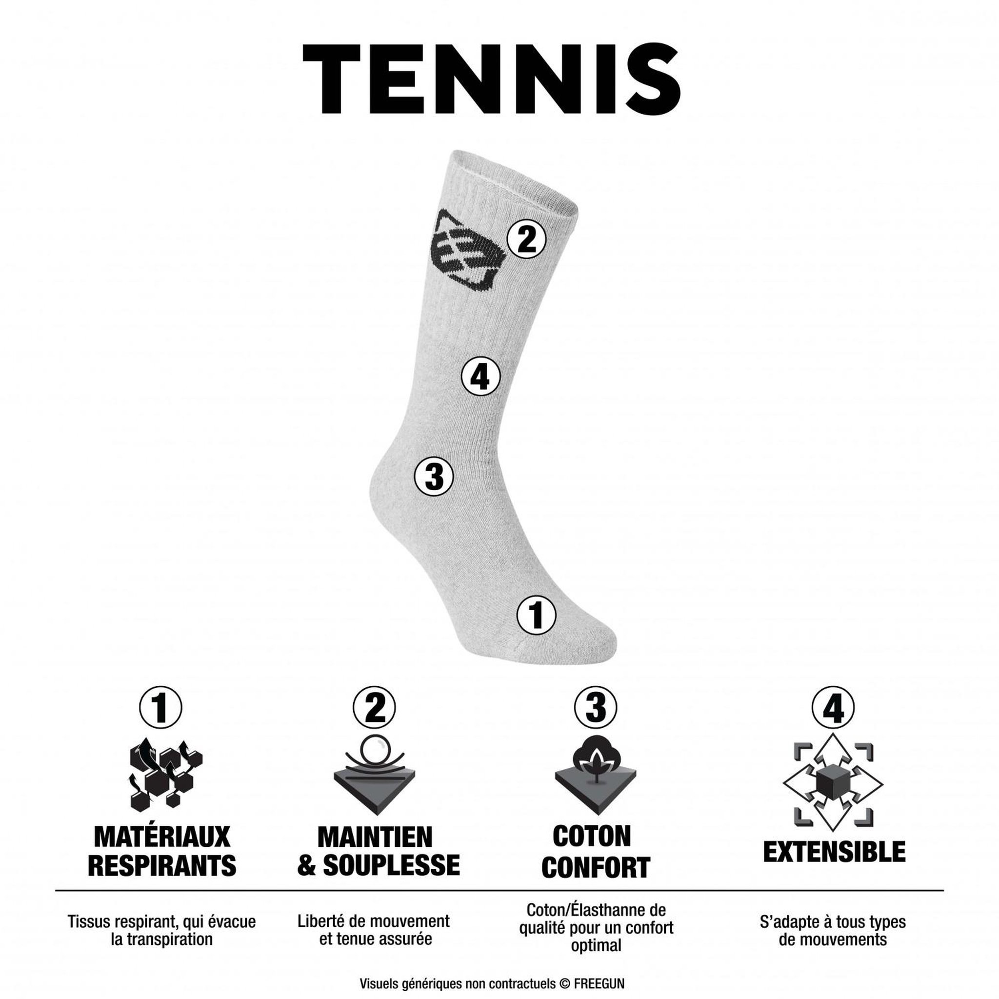 Voir la diapositive 2 : FREEGUN Lot de 9 paires de chaussettes tennis homme assorties
