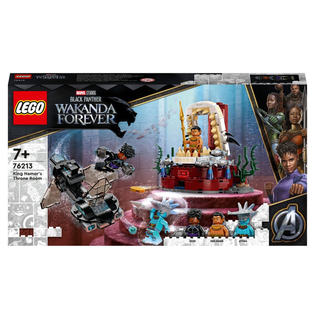 LEGO Marvel 76213 La Salle du Trône du Roi Namor, Jouet Sous-Marin, Figurines Black Panther