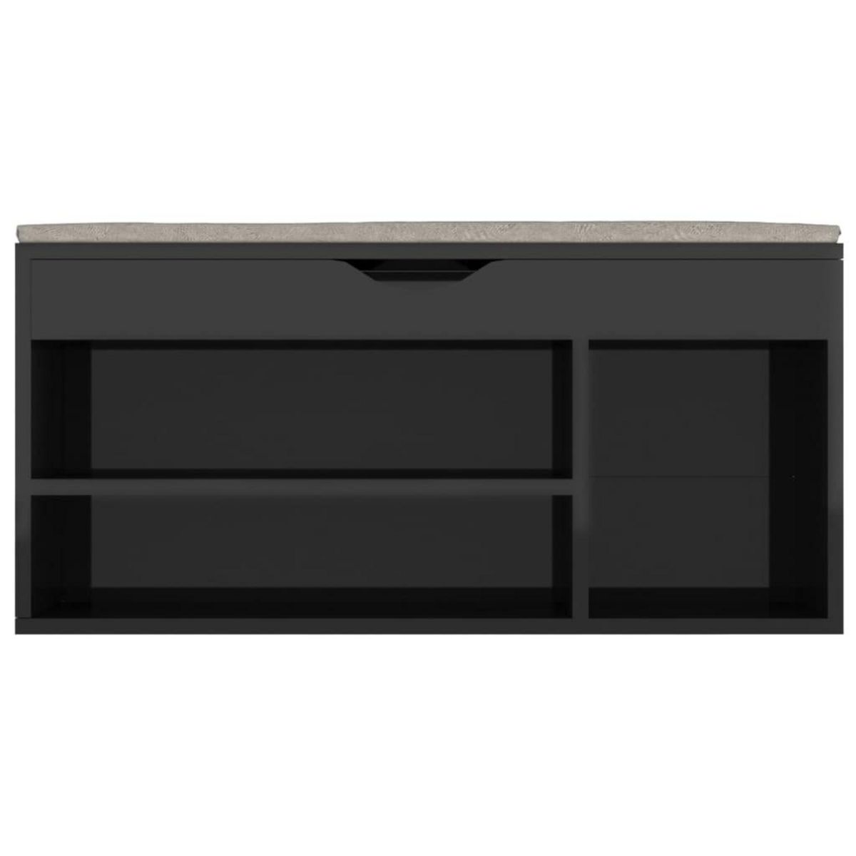 VIDAXL Banc a chaussures coussin Noir brillant Bois d'ingenierie