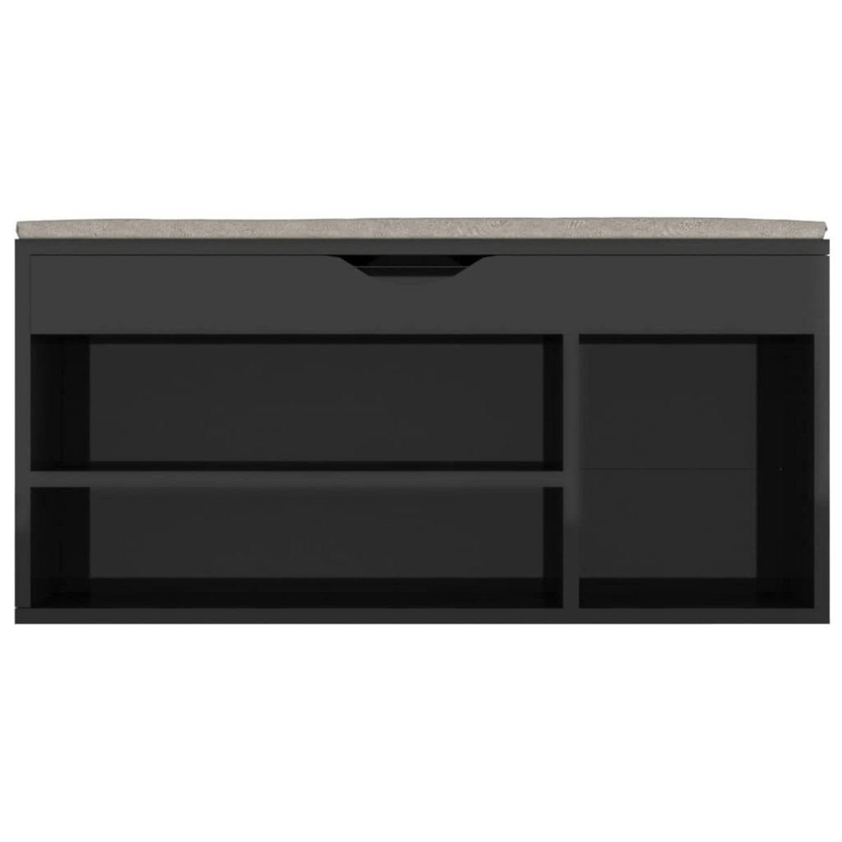 VIDAXL Banc a chaussures coussin Noir brillant Bois d'ingenierie