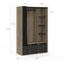 Voir la diapositive 4 : ID MARKET Dressing penderie DIANE 105 x 45 x 167 cm hêtre avec étagères + boites de rangement + rideau noir