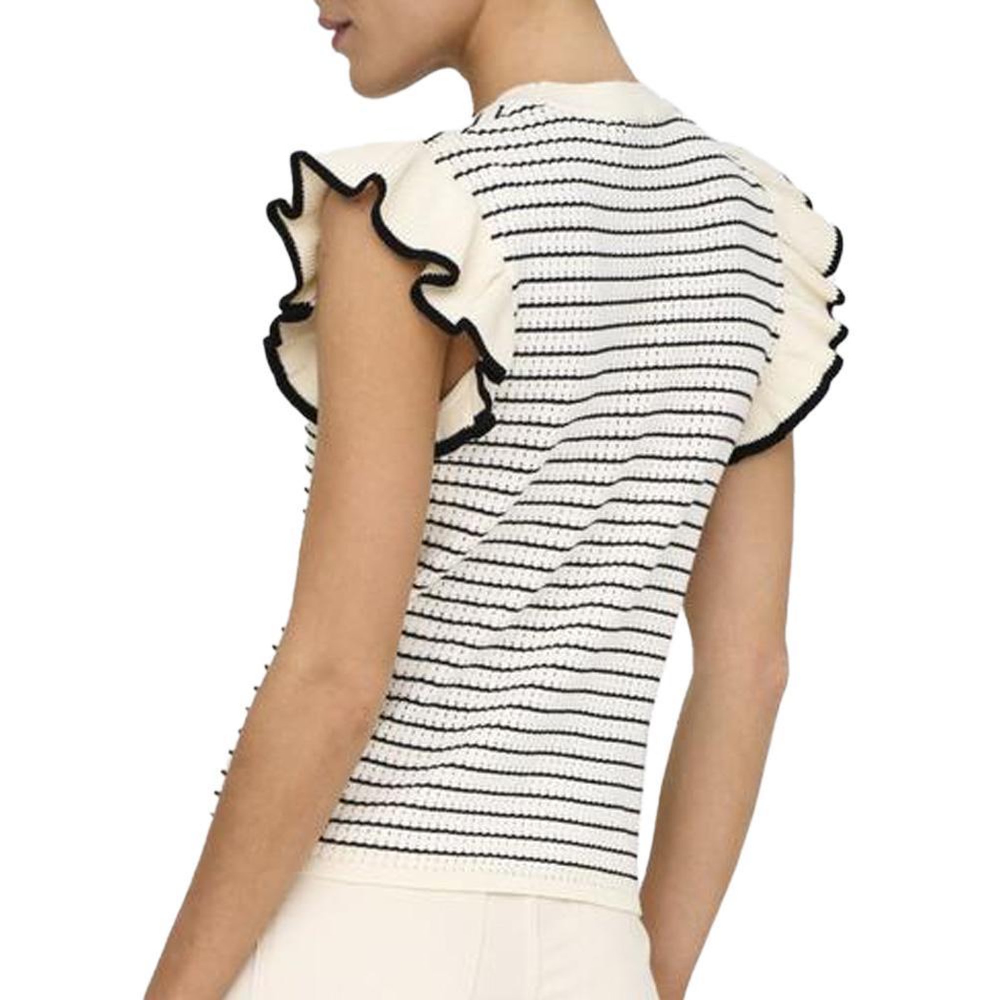 Voir la diapositive 2 : JACQUELINE DE YONG T-Shirt Écru/Noir Femme JDY Carice