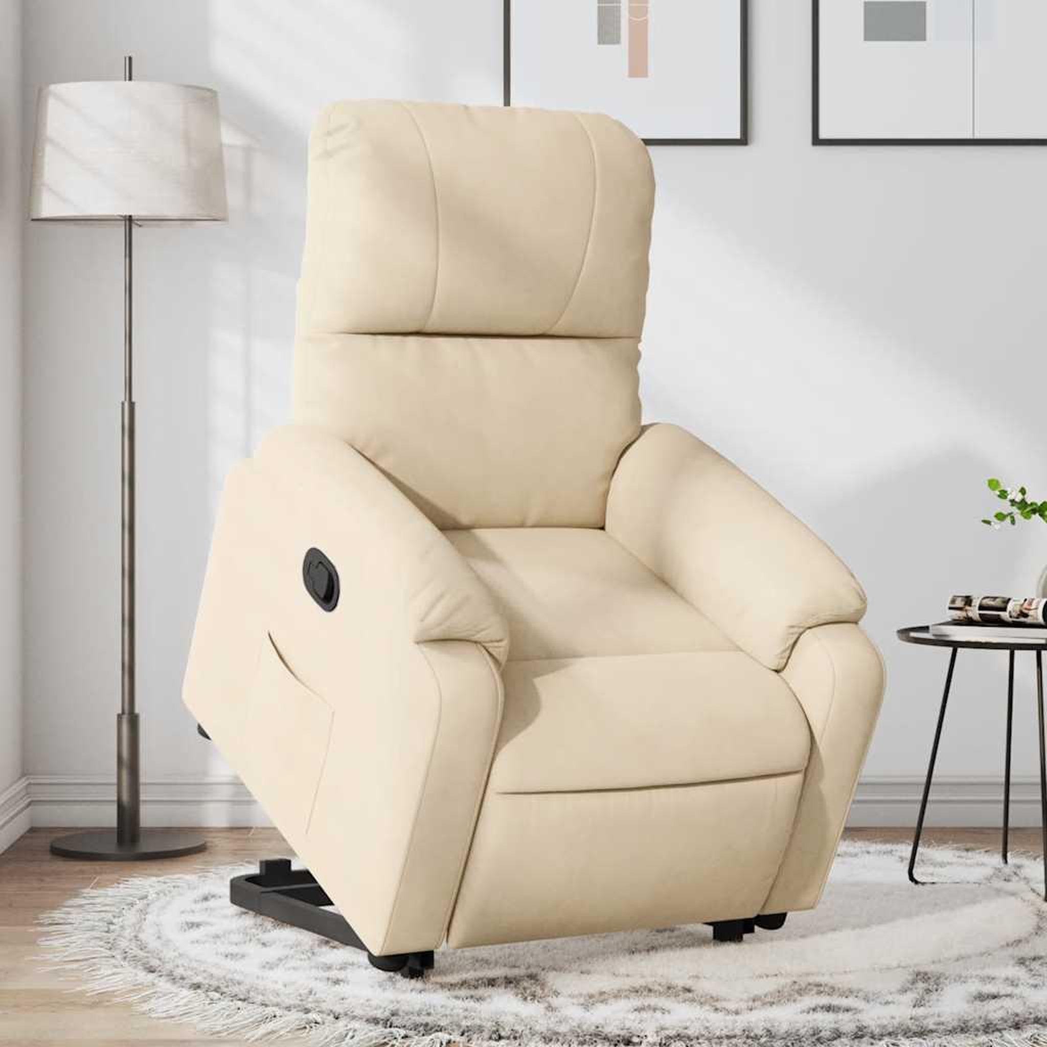 VIDAXL Fauteuil inclinable creme tissu microfibre