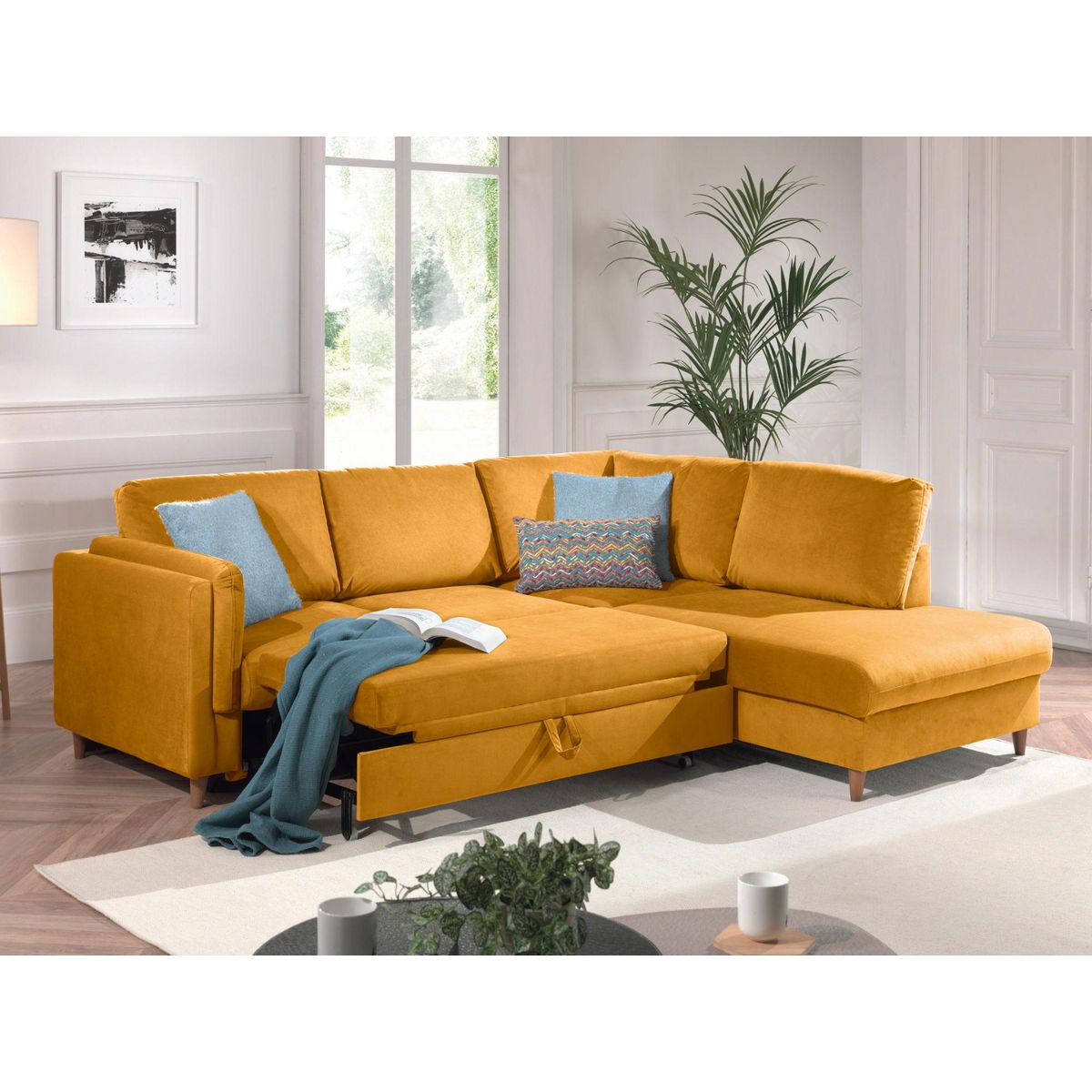 LISA DESIGN Brooke - canapé d'angle droit - convertible - 5 places - en velours