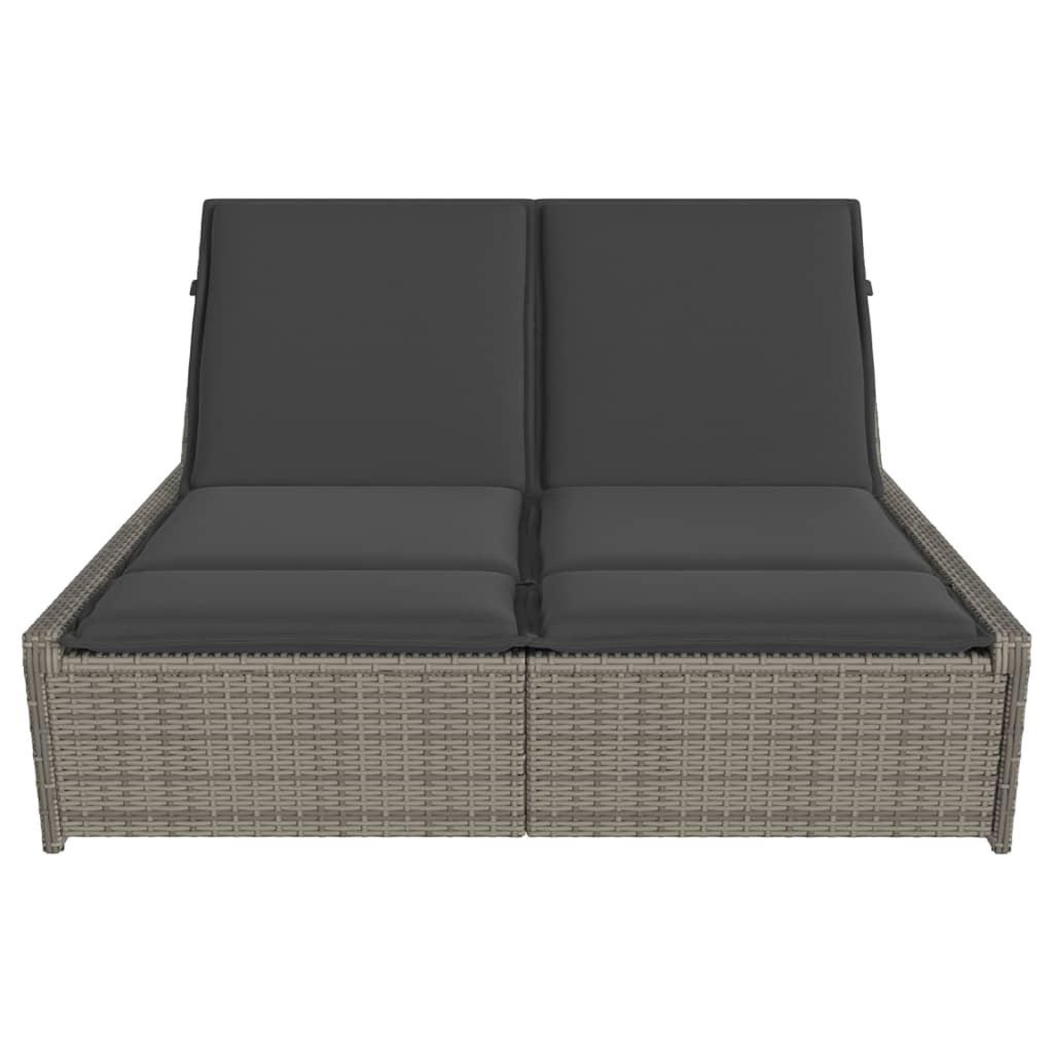 Voir la diapositive 3 : VIDAXL Chaise longue double avec coussins gris resine tressee
