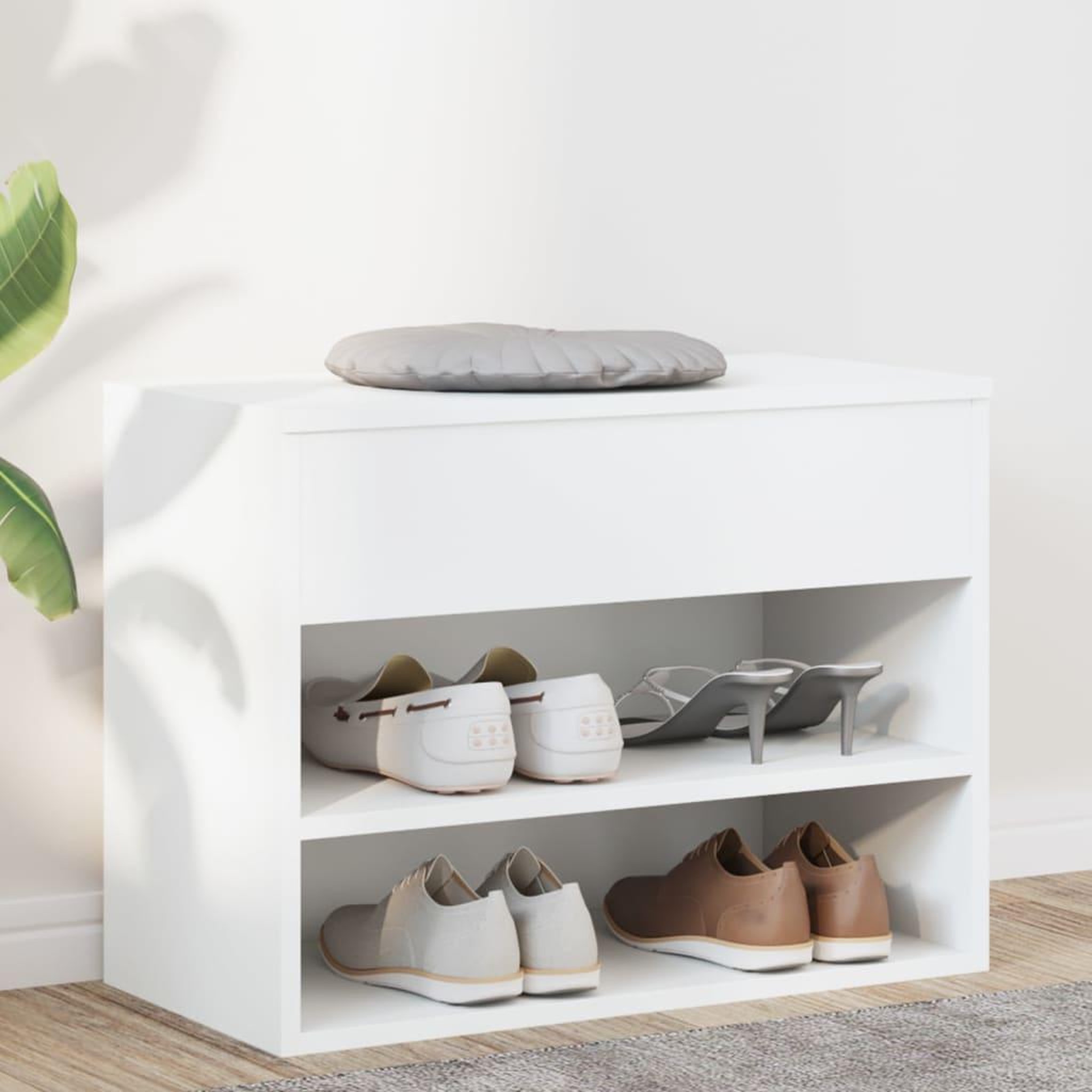 Voir la diapositive 1 : VIDAXL Banc a chaussures Blanc 60x30x45 cm Bois d'ingenierie