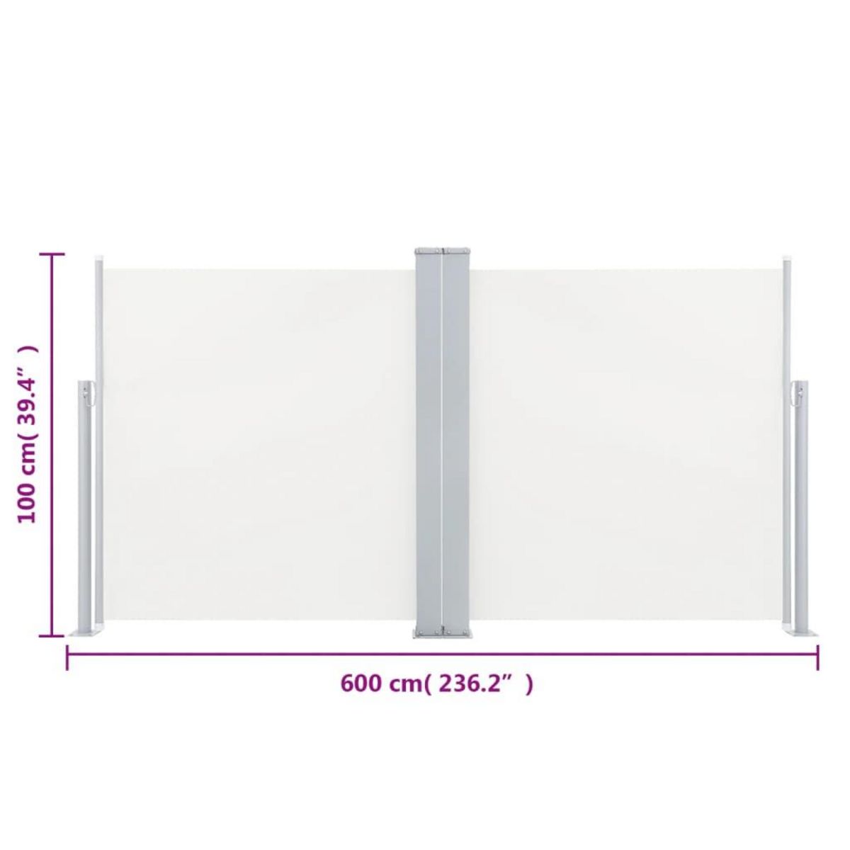 VIDAXL Auvent lateral retractable Creme 100 x 600 cm
