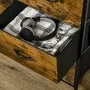 HOMCOM Buffet design industriel - 5 tiroirs, niche, étagère - châssis acier noir MDF aspect bois avec veinage