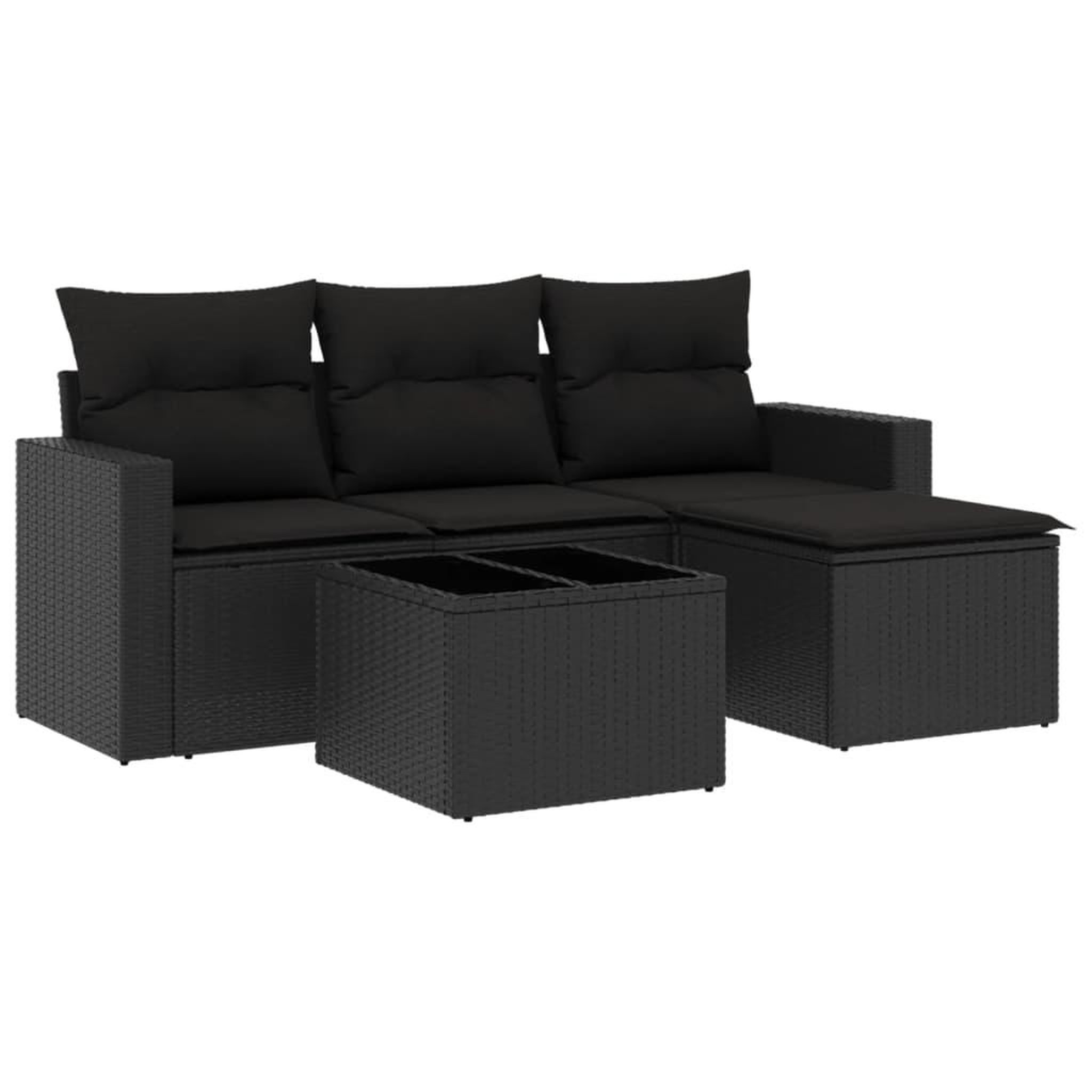 Voir la diapositive 2 : VIDAXL Salon de jardin 5 pcs avec coussins noir resine tressee