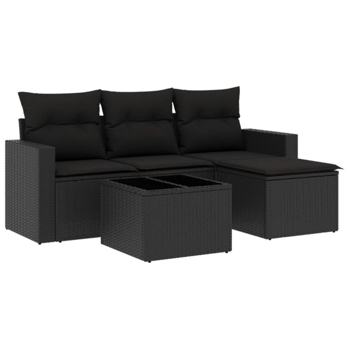 VIDAXL Salon de jardin 5 pcs avec coussins noir resine tressee