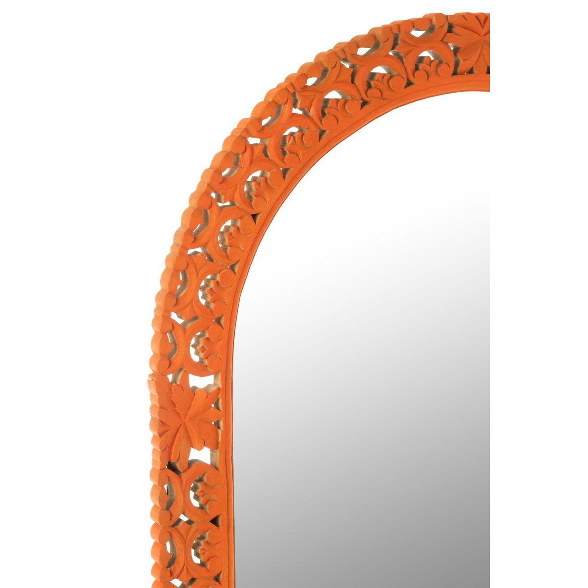 Voir la diapositive 2 : J-LINE Miroir Sculpté en Bois  Mumbai  160cm Orange