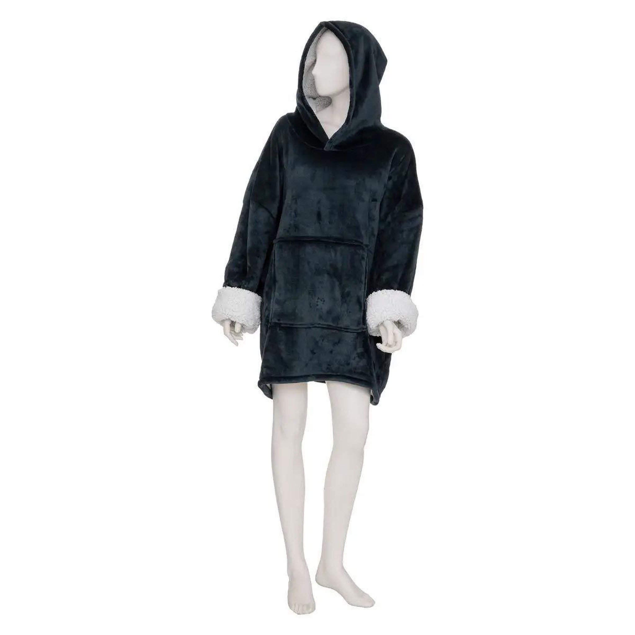 ATMOSPHERA Plaid sweat manche  flan  85x118cm bleu egéen