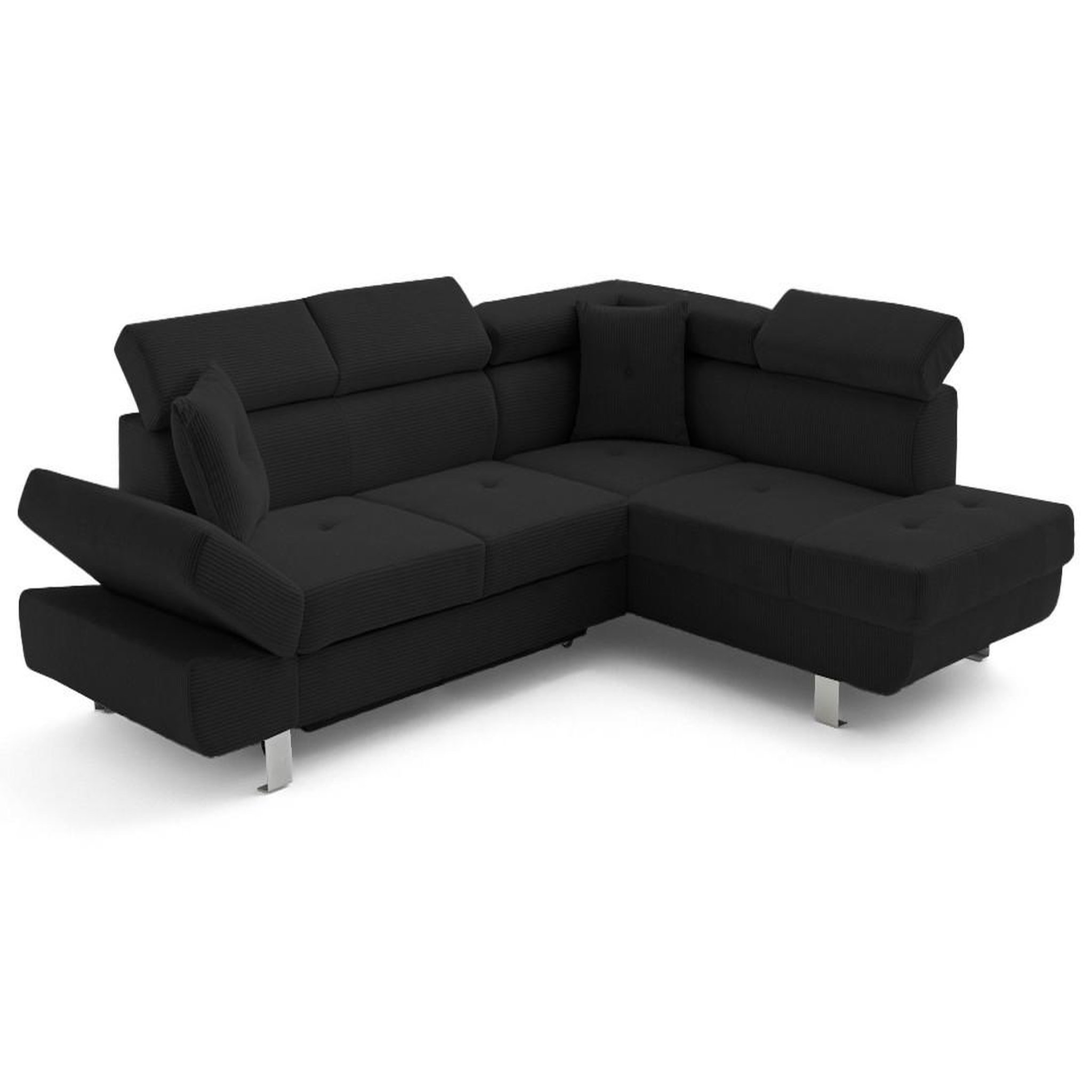 Voir la diapositive 2 : BEST MOBILIER Lisbona - canapé d'angle droit 5 places convertible avec têtières en velours côtelé