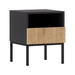 BEST MOBILIER Felicia - table de chevet - effet bois et noir - 40 cm. Coloris disponibles : Marron
