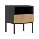 BEST MOBILIER Felicia - table de chevet - effet bois et noir - 40 cm. Coloris disponibles : Marron