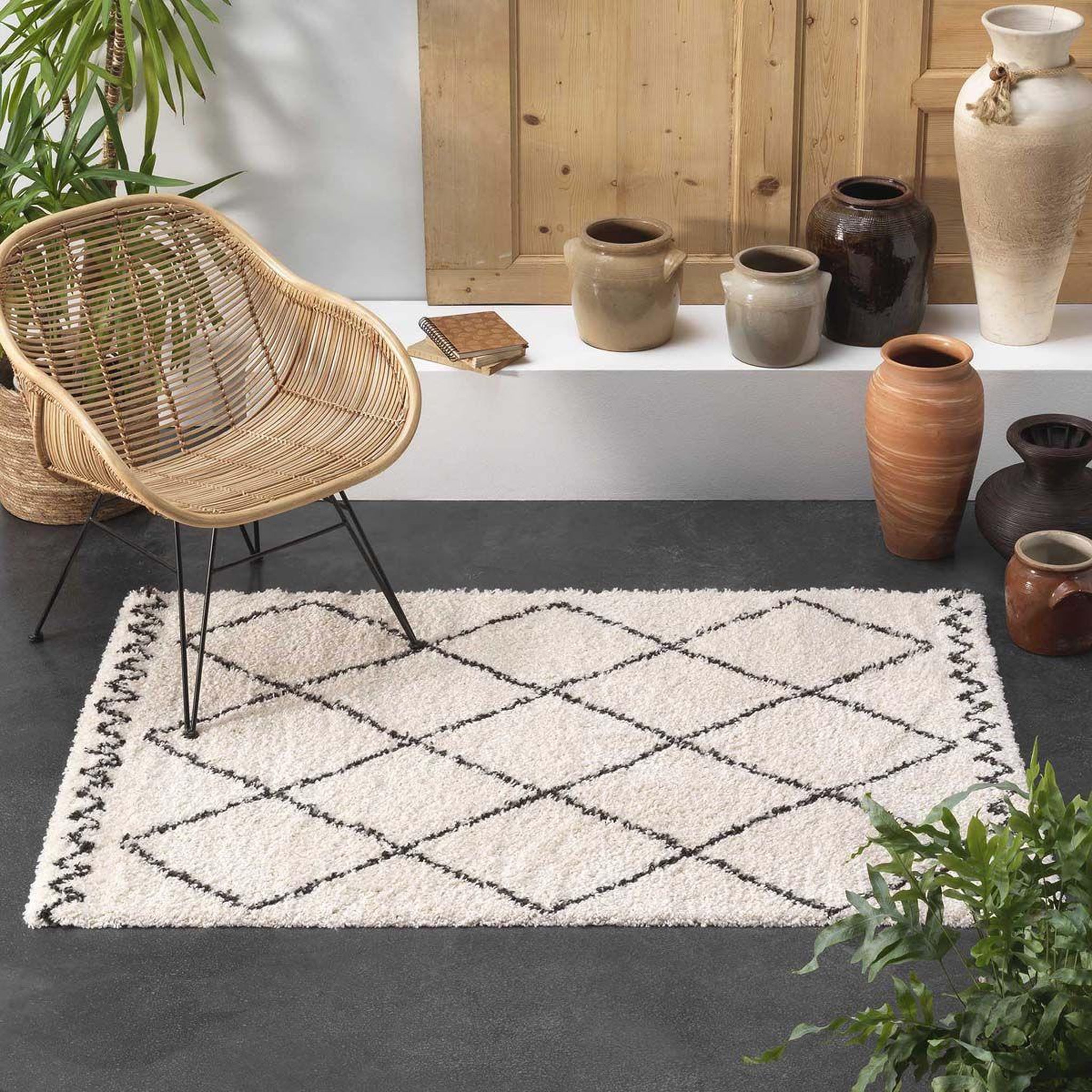 Voir la diapositive 3 : Douceur d'Intérieur Tapis déco imprimé  saoura  120x170cm beige