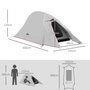 Voir la diapositive 3 : OUTSUNNY Tente de camping 1-2 pers. double toit étanche 2000 mm sac de transport gris