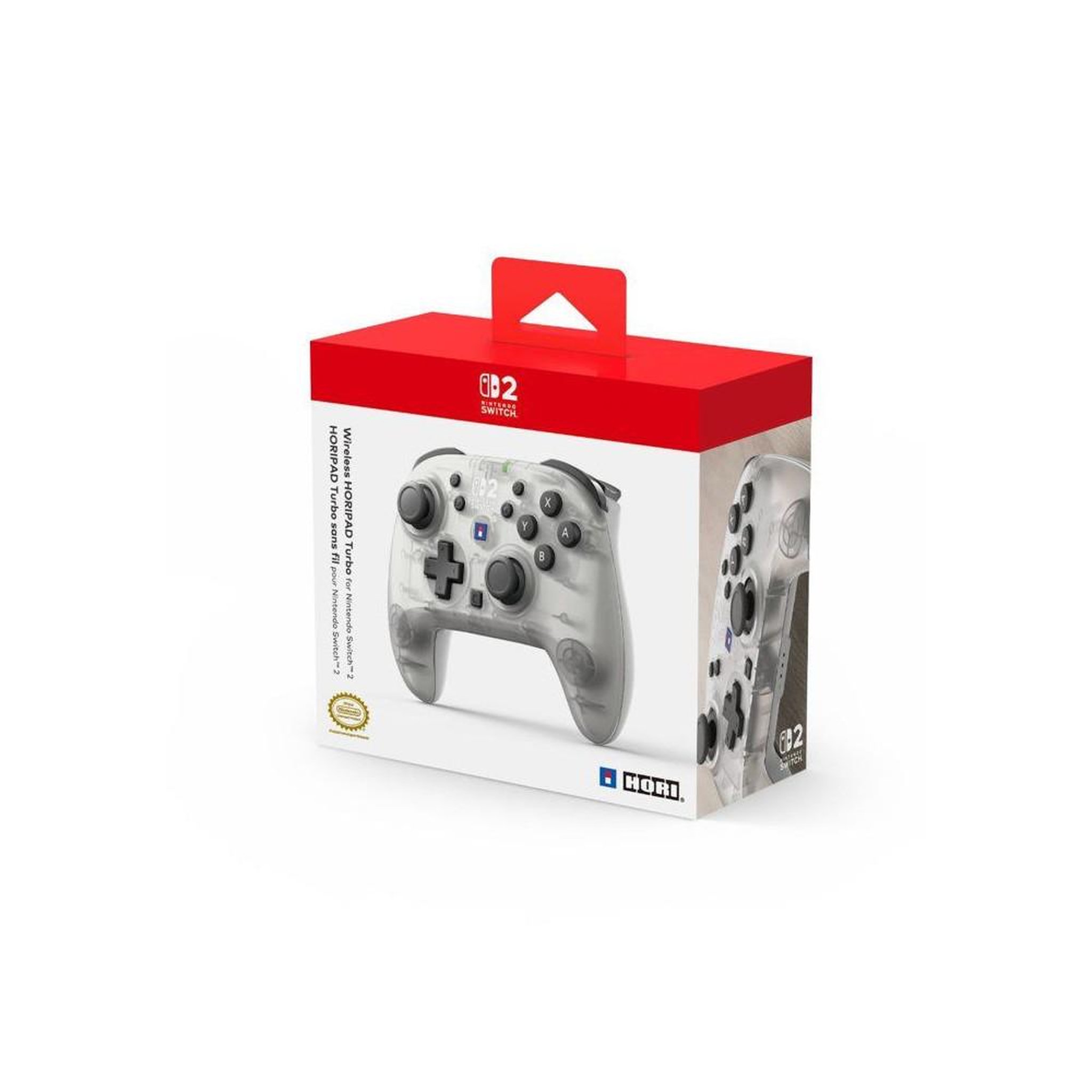 Voir la diapositive 6 : HORI Manette sans fil à technologie TMR Turbo Frost pour Nintendo Switch 2, Switch OLED et Switch Lite, blanc et transparent