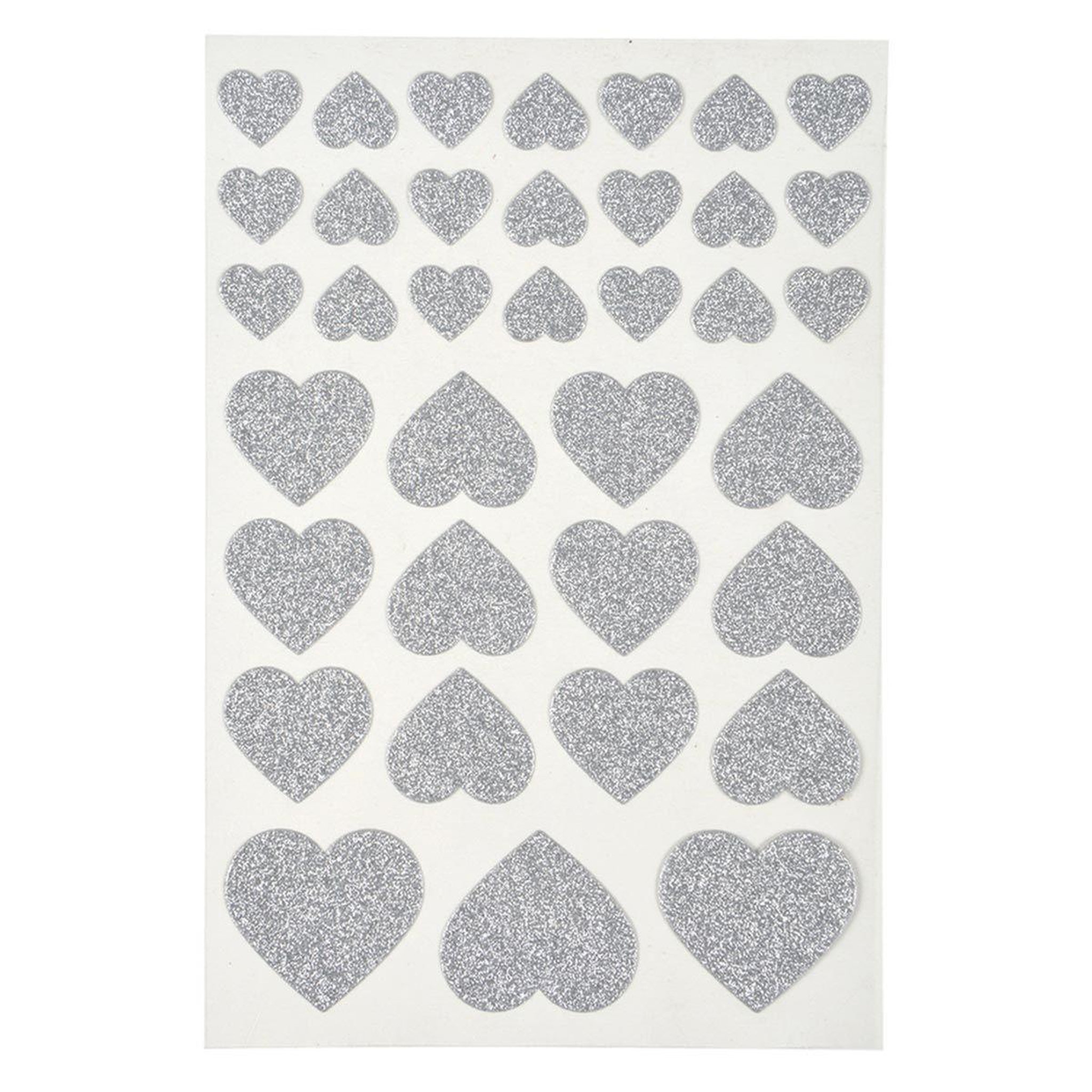 Voir la diapositive 1 : ARTDESIGN Lot de 36 Stickers Cœur  Glitter  Argent