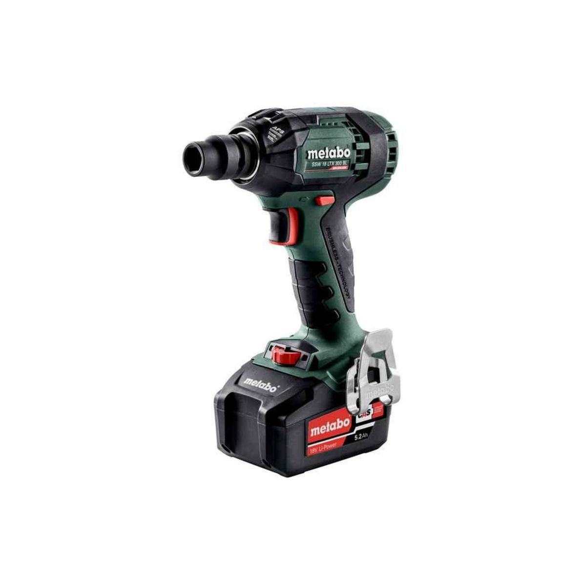 METABO SAS Boulonneuse à chocs 18 V SSW 18 LTX 300 BL - 2 x 5,2 Ah Li-Power, ASC 55, coffret Metabox