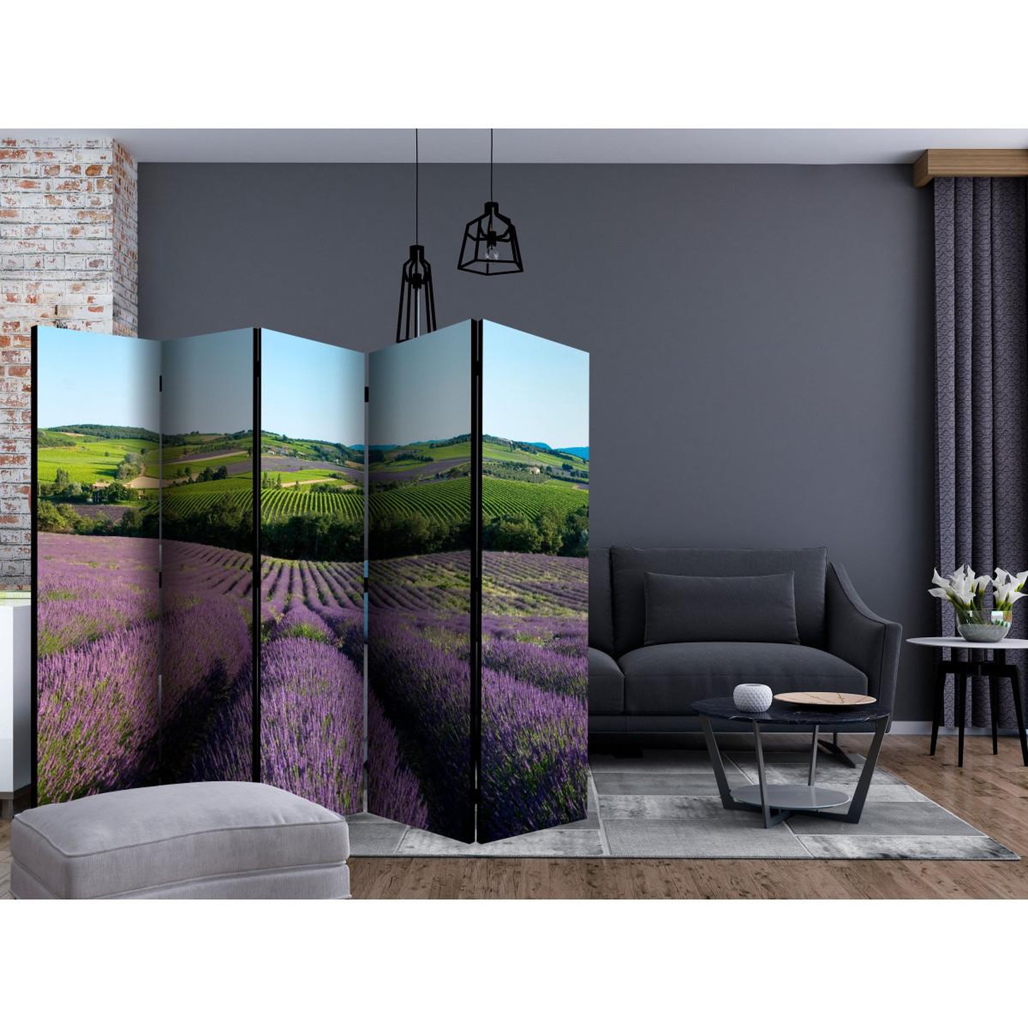 Voir la diapositive 2 : Paris Prix Paravent 5 volets  lavender fields  172x225cm