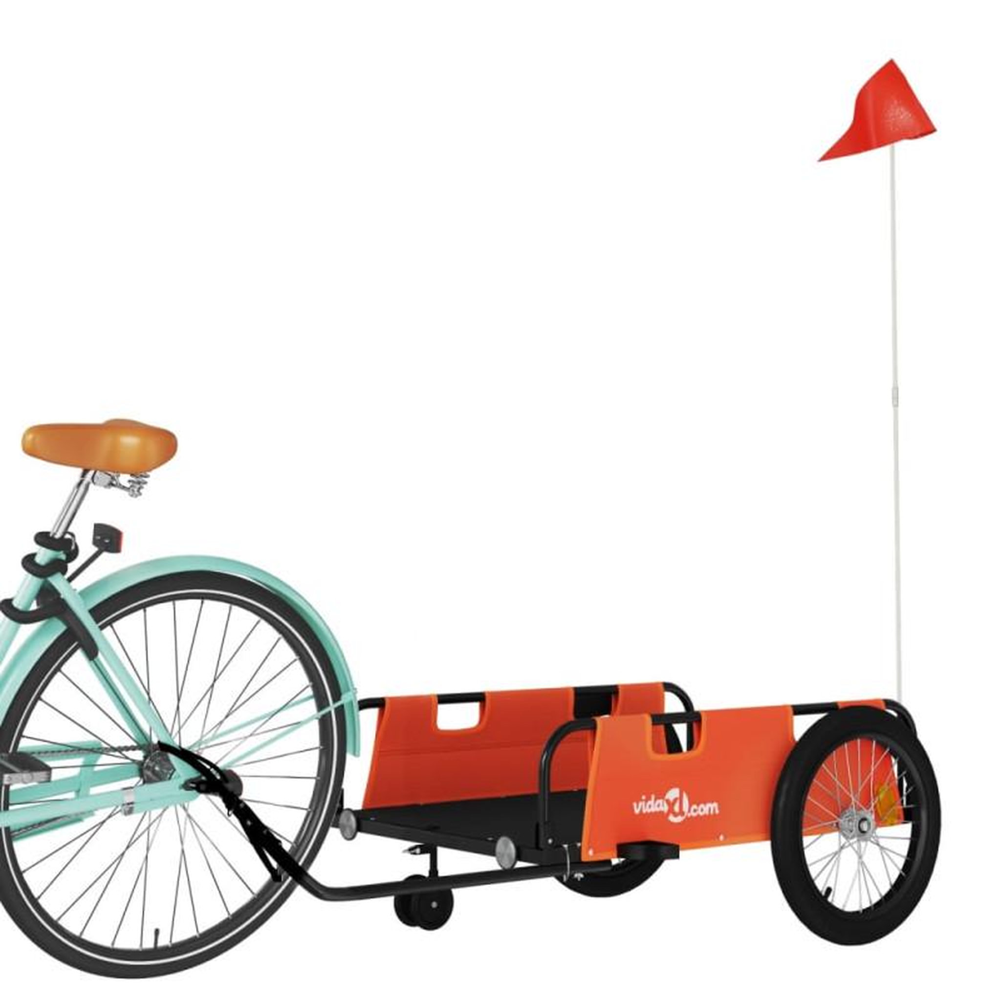 Voir la diapositive 3 : VIDAXL Remorque de vélo orange et noir tissu oxford et fer