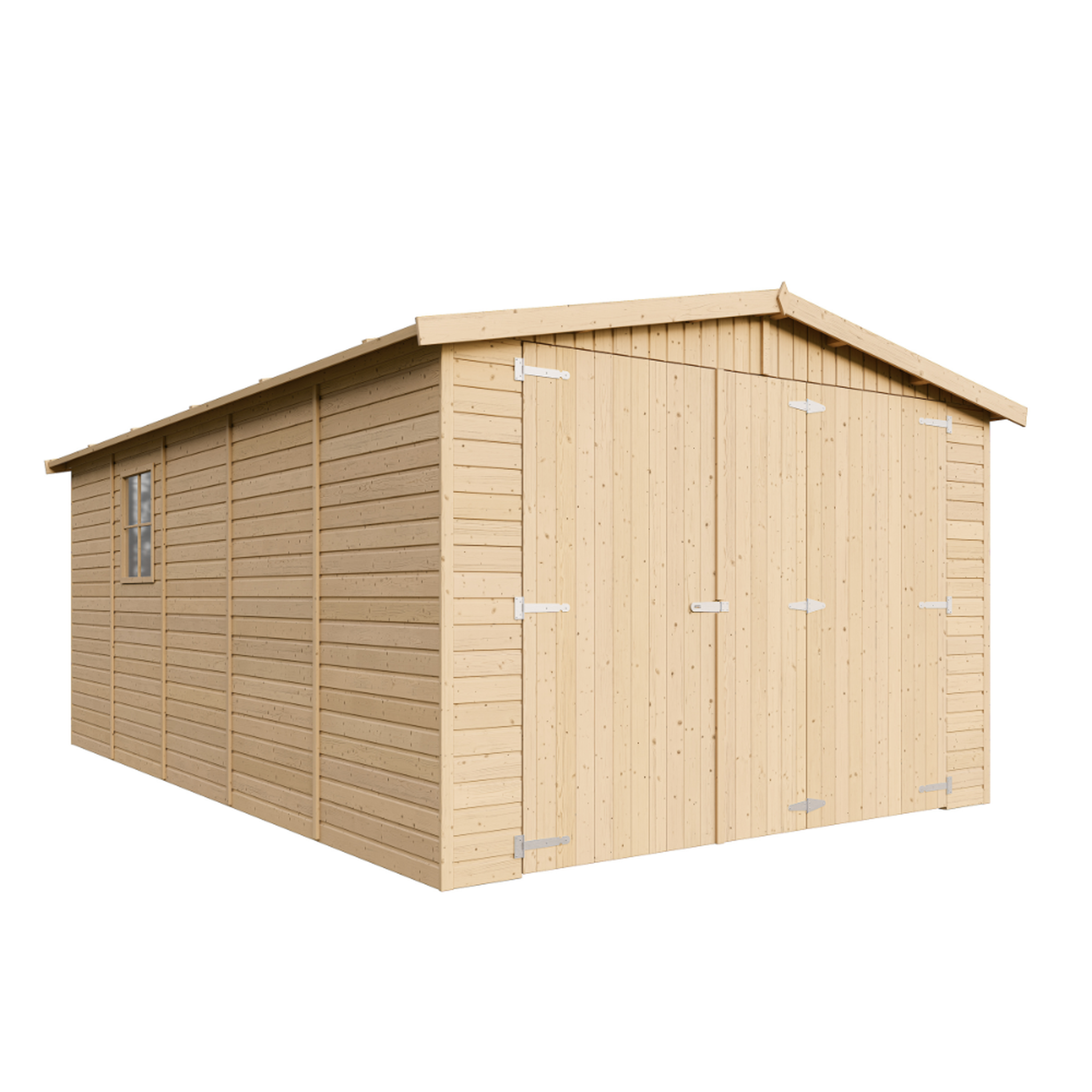 Voir la diapositive 2 : TIMBELA Garage en Bois Naturel - H222x516x324 cm/15 m² M101