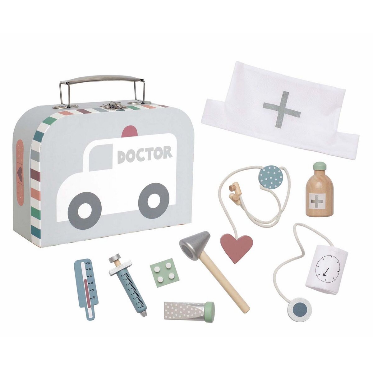 Mallette de l'infirmiere ou valise de docteur pour enfant, un jouet en bois