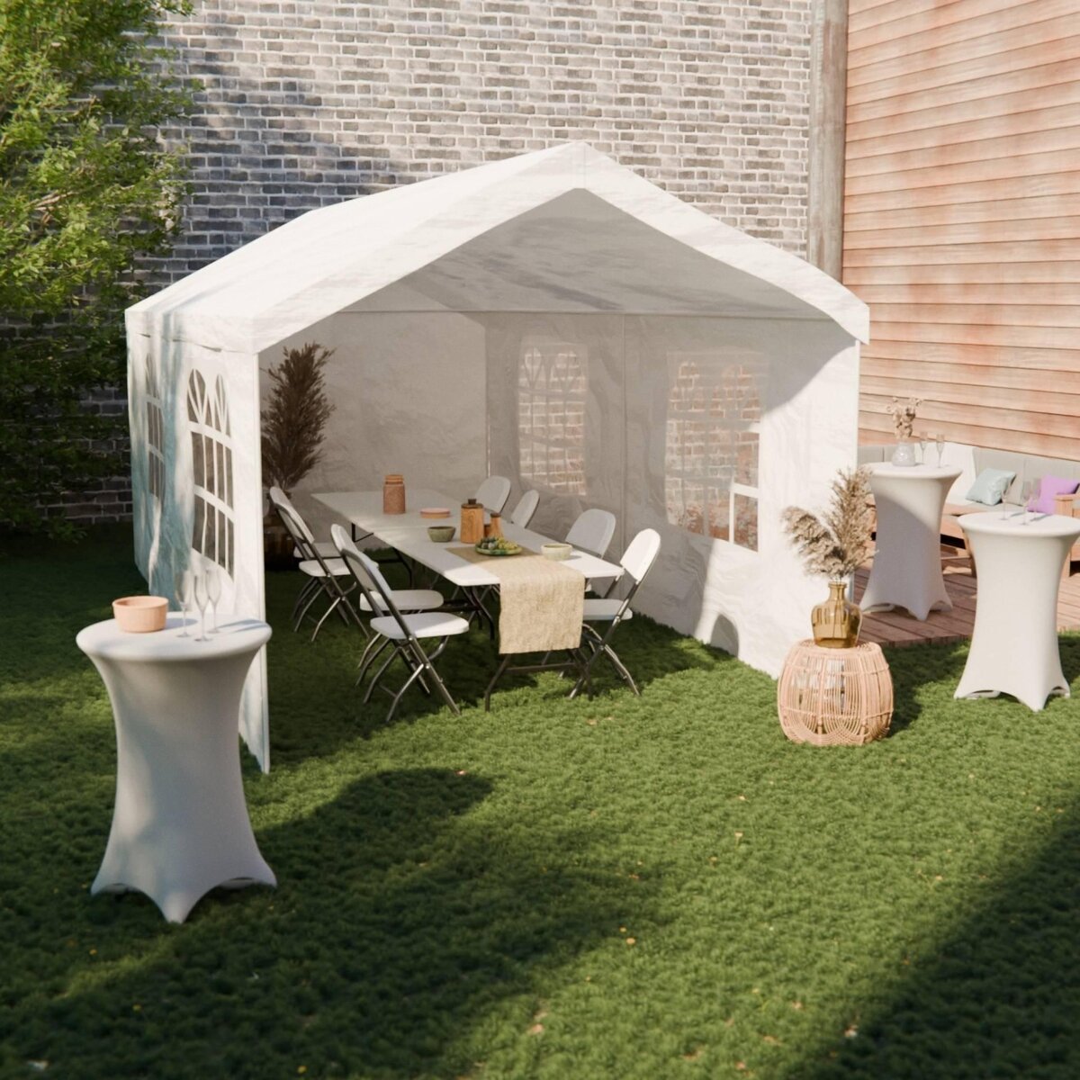 SWEEEK Tente de réception - Burdigala 3x6m -  Blanc. connecteurs métal. tente de jardin idéale pour réception. pavillon.  chapiteau ou tonnelle. totalement refermable.