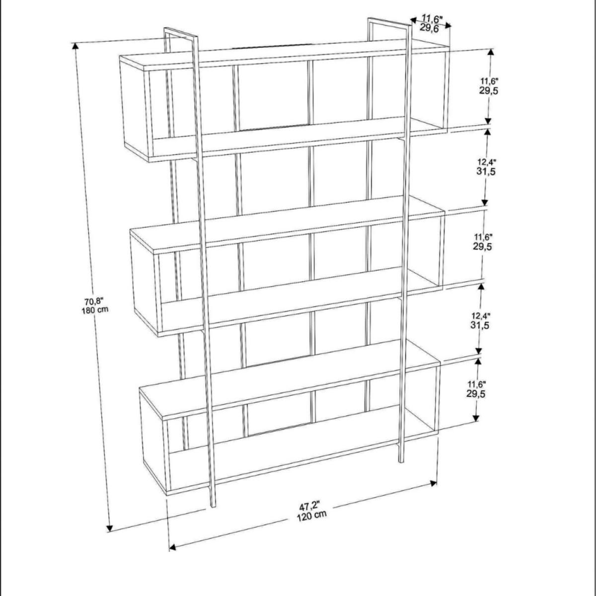 CONCEPT USINE Bibliothèque contemporaine vert 180cm LULI