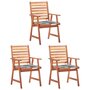 Voir la diapositive 1 : VIDAXL Chaises a manger d'exterieur lot de 3 et coussins Acacia massif