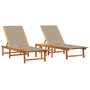 Voir la diapositive 2 : VIDAXL Chaises longues lot de 2 table taupe bois d'acacia et textilene
