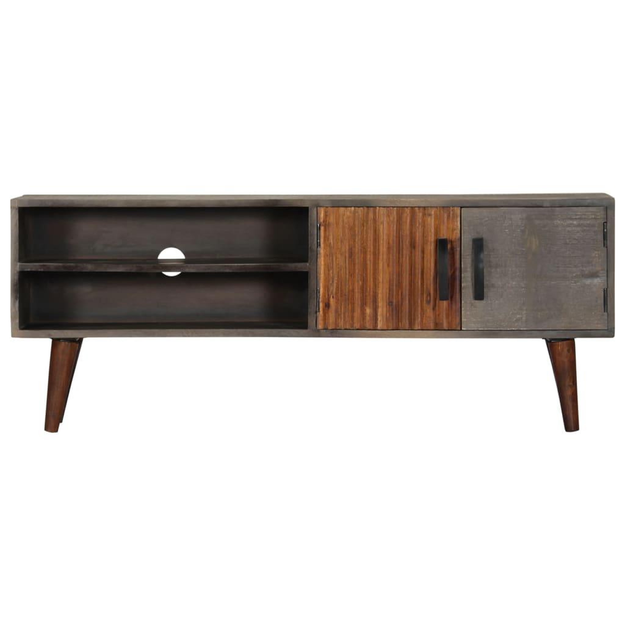 Voir la diapositive 2 : VIDAXL Meuble tv gris 130x30x46 cm bois massif de manguier brut