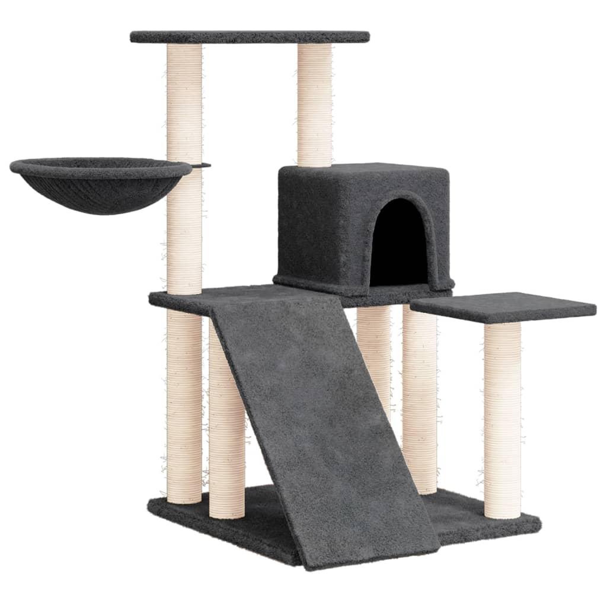 Voir la diapositive 2 : VIDAXL Arbre a chat avec griffoirs en sisal Gris fonce 82 cm