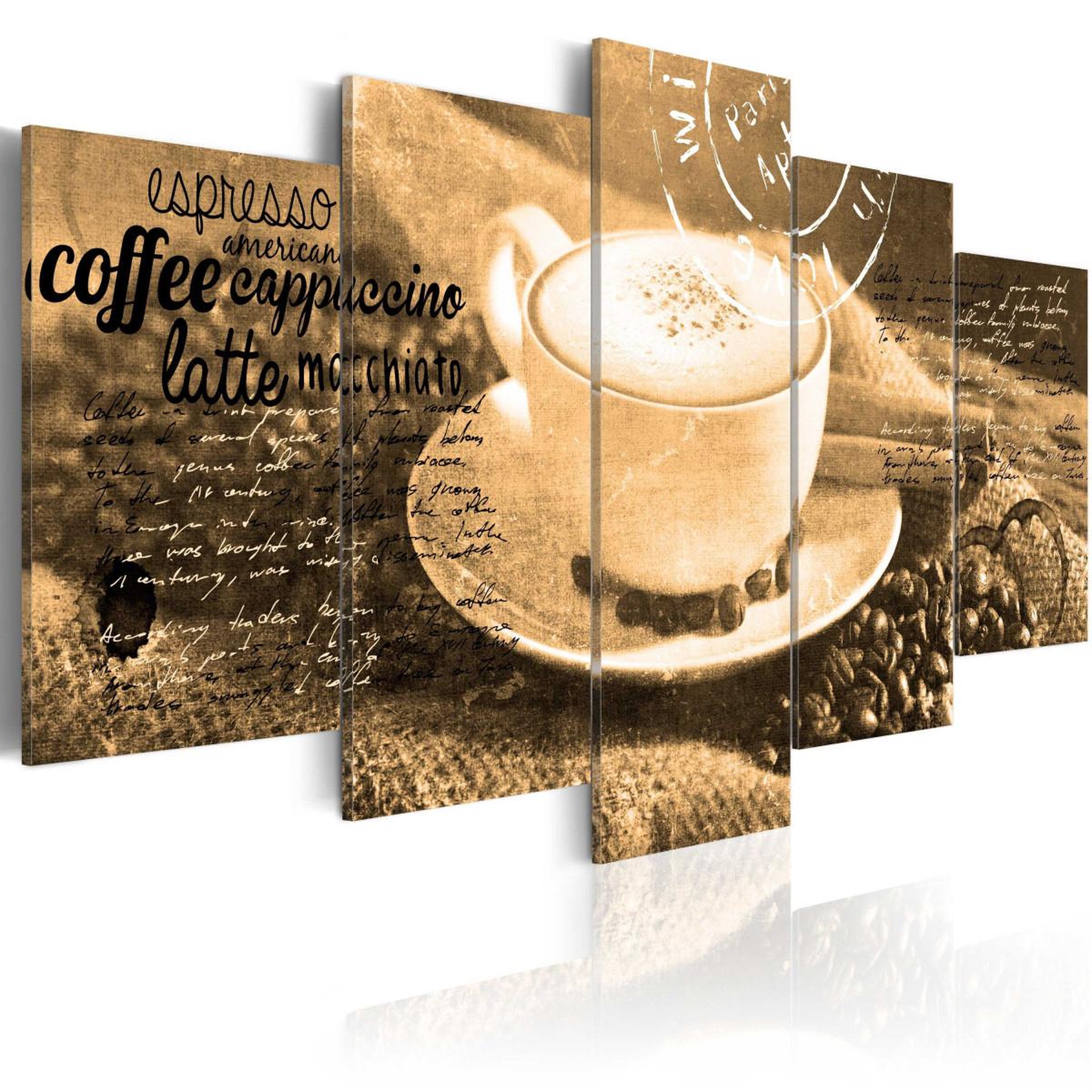 Paris Prix Tableau  coffe espresso cappuccino latte machiato ... Sepia. Coloris disponibles : Multicolore
