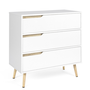 Voir la diapositive 1 : ID MARKET Commode 3 tiroirs HELSINKI 80 cm scandinave blanc