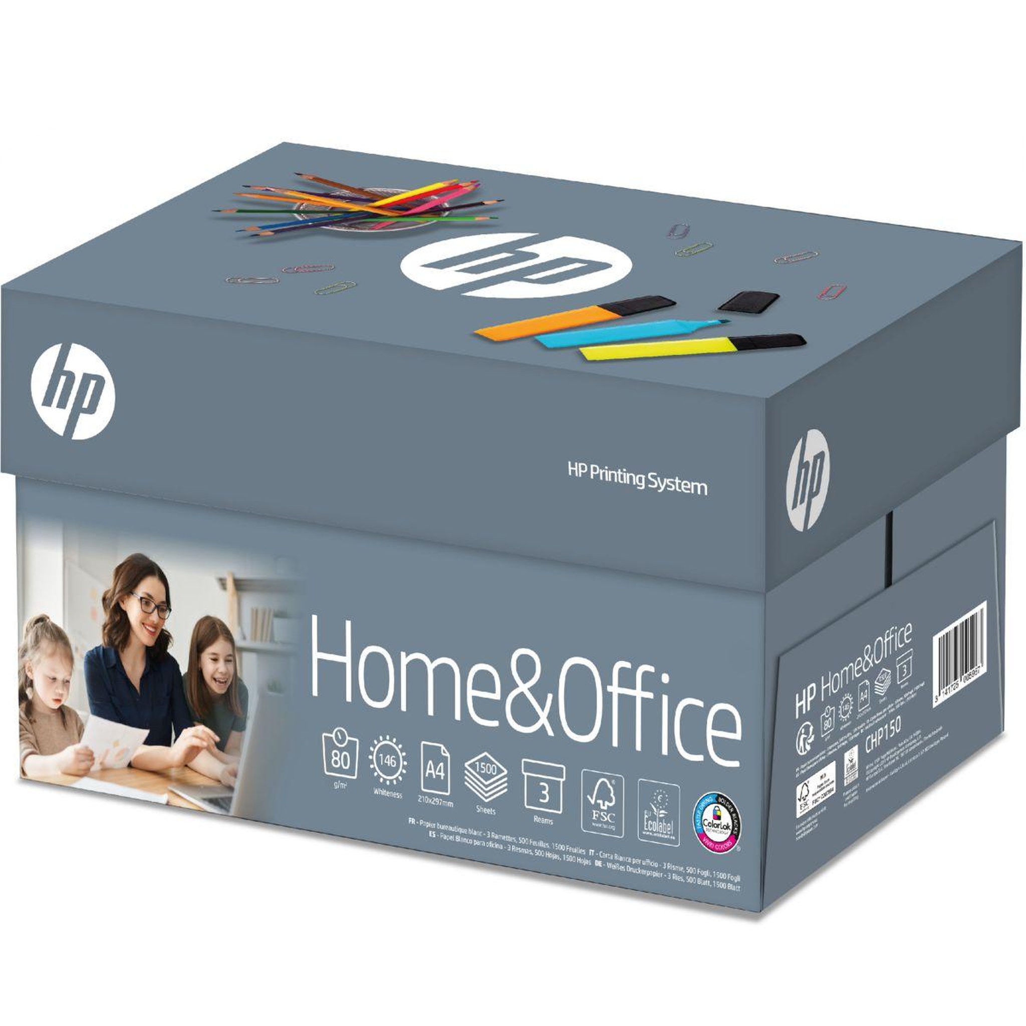 Voir la diapositive 2 : HP Papier ramette 3 ramettes de 500 feuilles 80grs A4