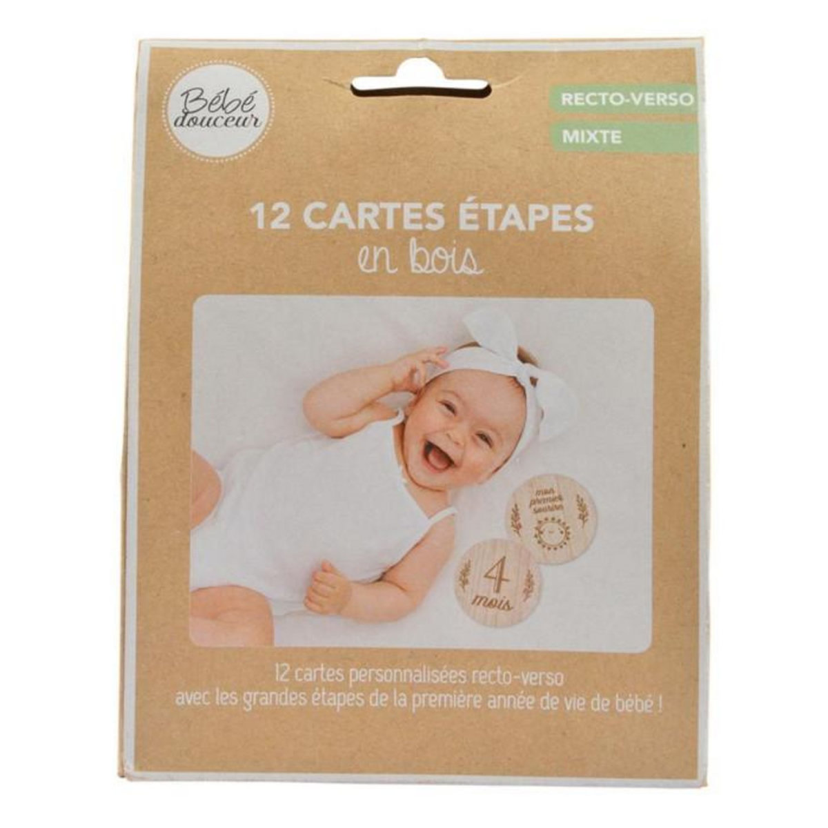 Paris Prix Lot de 12 Cartes Bébé Mixte  Étapes  9cm Naturel