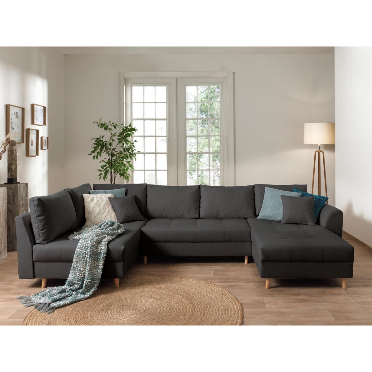 LISA DESIGN Rune - canapé panoramique avec pouf d'appoint - 7 places - style scandinave - gauche