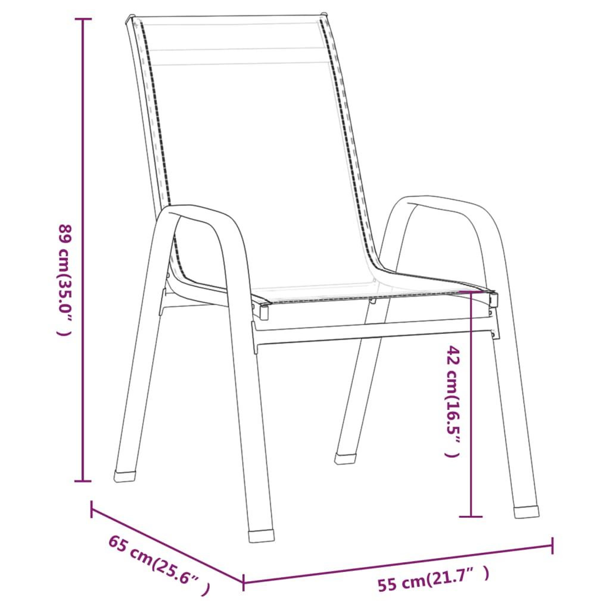 Voir la diapositive 6 : VIDAXL Chaises empilables de jardin lot de 2 Marron Tissu textilene