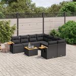 VIDAXL Salon de jardin 9 pcs avec coussins noir resine tressee